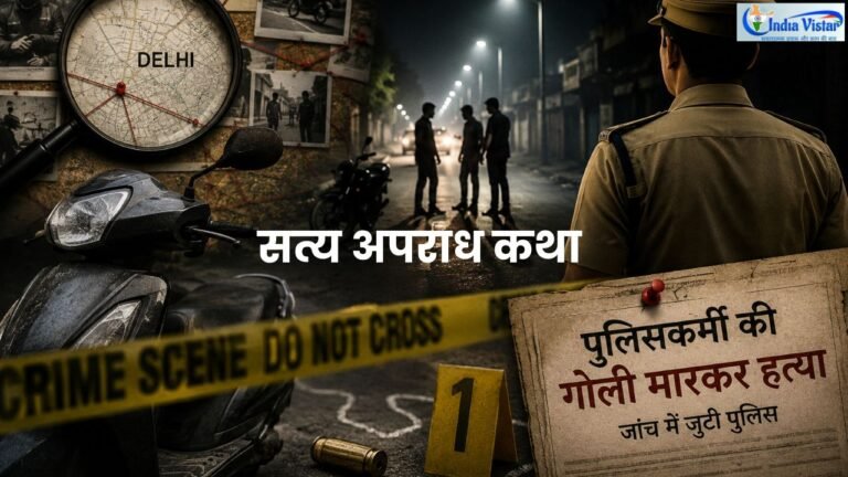 दिल्ली में पुलिसकर्मी की हत्या की जांच दर्शाती प्रतीकात्मक क्राइम सीन फीचर इमेज
