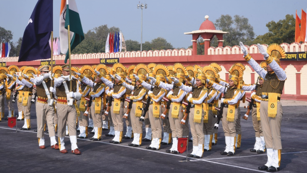 CISF women trainees marching during Passing Out Parade