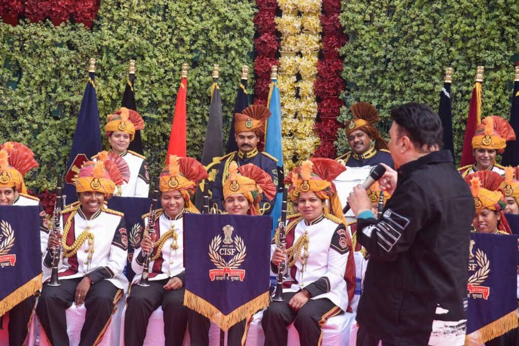 Anu Malik interacting with CISF jawans at CISF Headquarters