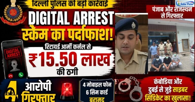 Digital Arrest Scam में Retired Army Colonel से ₹15.50 लाख की ठगी, दिल्ली पुलिस की कार्रवाई