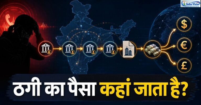 डिजिटल अरेस्ट में ठगा गया पैसा म्यूल बैंक खातों, शेल कंपनियों और विदेशी मुद्रा चैनलों तक पहुंचने का चित्र