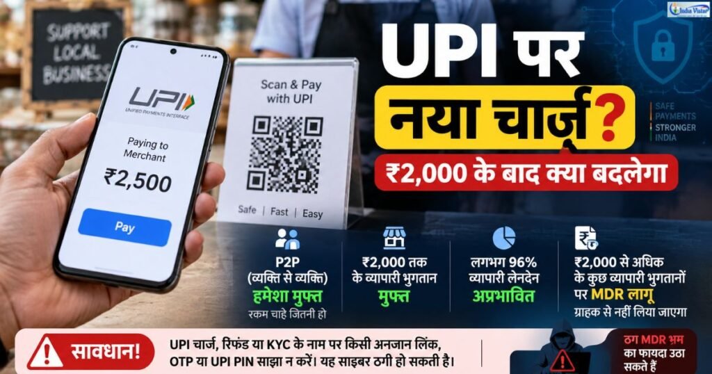 UPI Charges 2026 में ₹2,000 से ज्यादा merchant payment पर MDR और ग्राहक के लिए UPI payment नियम